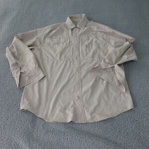 Reel Legends Shirt Mens XL Beige Button Up Fishing Vented Long Sleeve Outdoor
